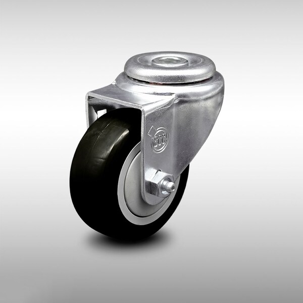 Service Caster 3 Inch SS Black Polyurethane Wheel Swivel Bolt Hole Caster SCC-SSBH20S314-PPUB-BLK - main